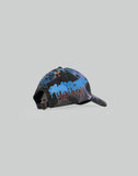 BUMPY GRAFFITI PRINT DENIM BASEBALL CAP