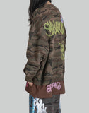 SANKUANZ - BUMPY GRAFFITI PRINT DOUBLE HEM CREWNECK SWEATSHIRT - 082plus