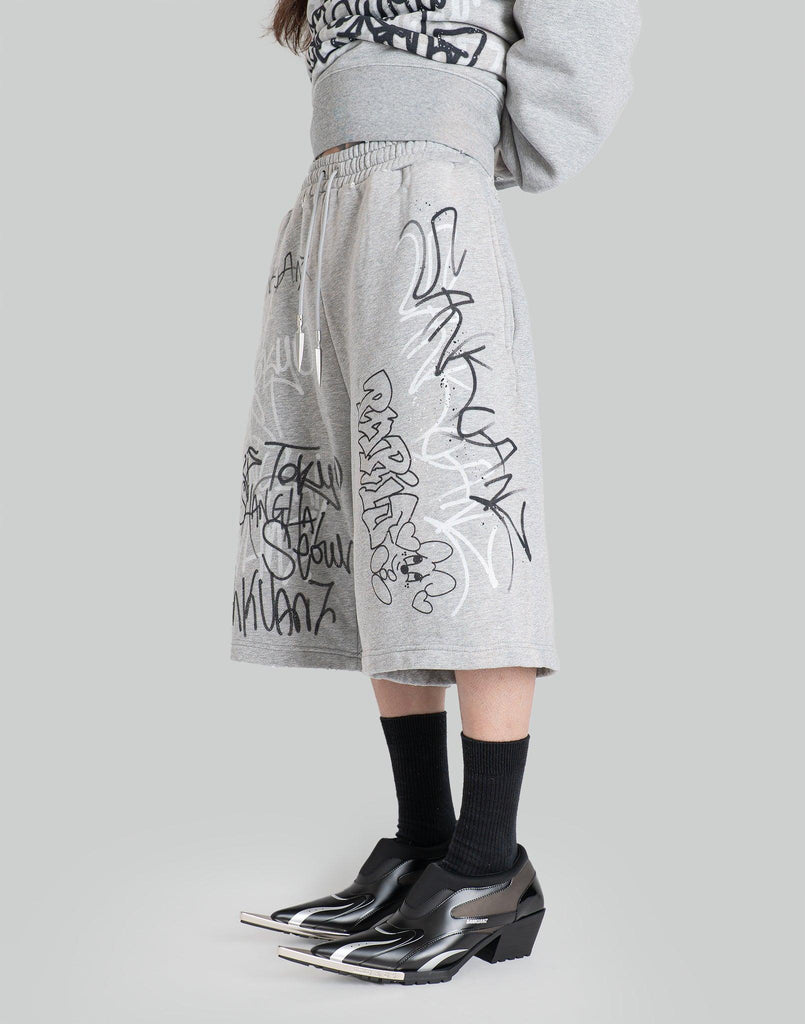 ★人気★【GRAFFITIONMIND】★GRAFF PRINT SWEAT SHORT.S★ GRAFFITIONMIND】GRAFF PRINT SWEAT SHORTS ☆ ジョングク着用