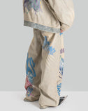 BUMPY GRAFFITI PRINT REVERSIBLE FABRIC ASYMMETRICAL DENIM