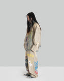 BUMPY GRAFFITI PRINT REVERSIBLE FABRIC ASYMMETRICAL DENIM