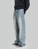 BUMPY LOGO RHINESTONE DENIM PANTS
