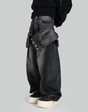 [Runway] Black Denim Front Full Layered Pants