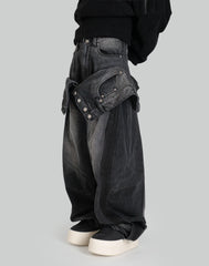 パンツ Jentlouis Layer Denim Pants Black M size Black-Denim-Front-Full-Layered
