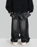 [Runway] Black Denim Front Full Layered Pants