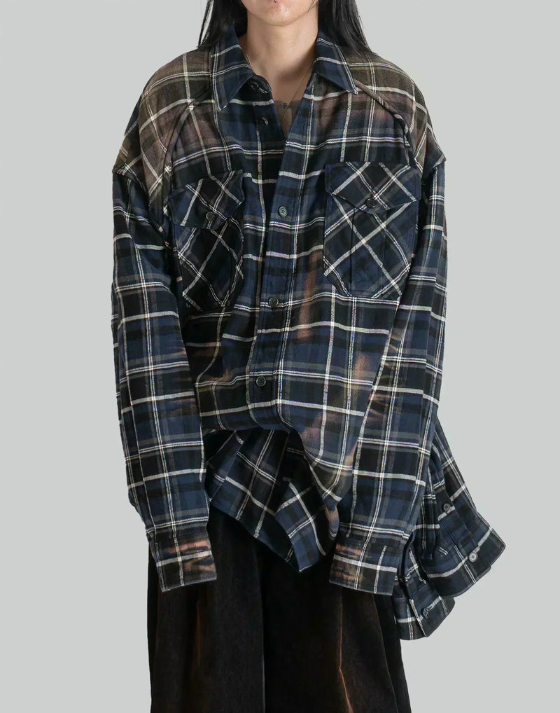 Juun.J - [Runway] Brushed Check Sleeve Tie Shirts - 082plus