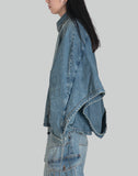 EgonLab - CONVERTIBLE HOODED DENIM JACKET - 082plus
