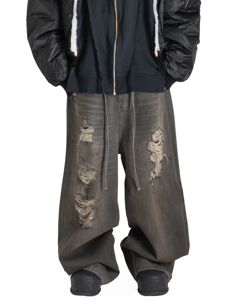 DISCOVERED - CRASH DENIM PANTS - 082plus