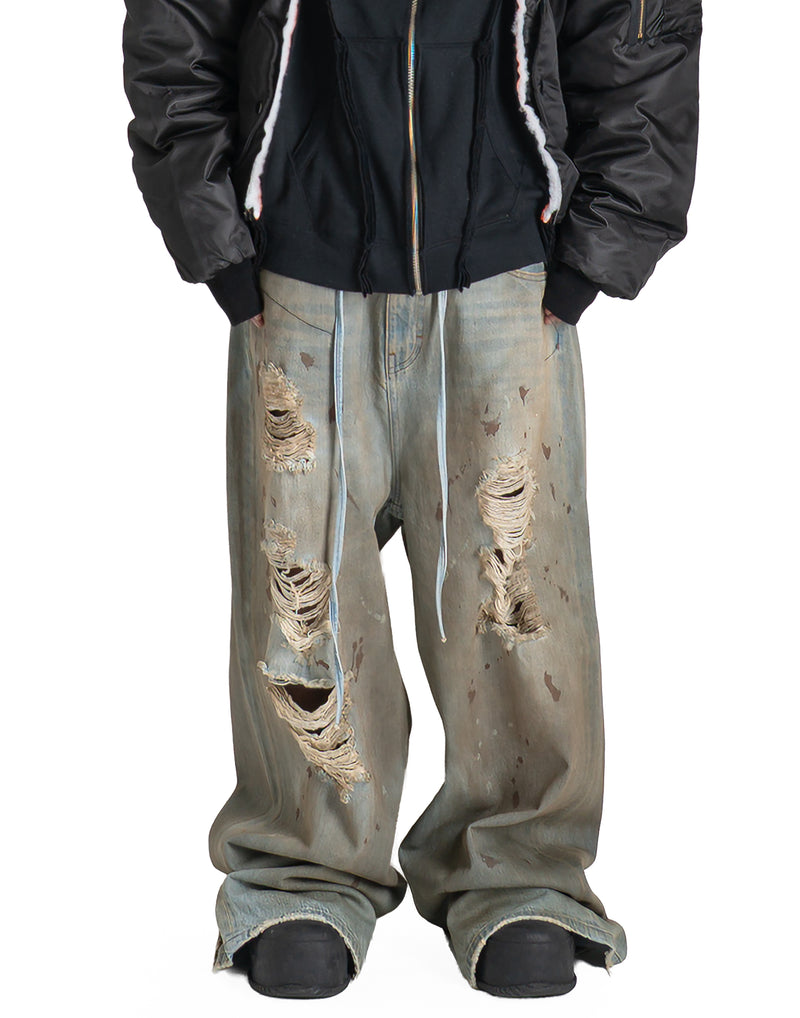 DISCOVERED - CRASH DENIM PANTS - 082plus