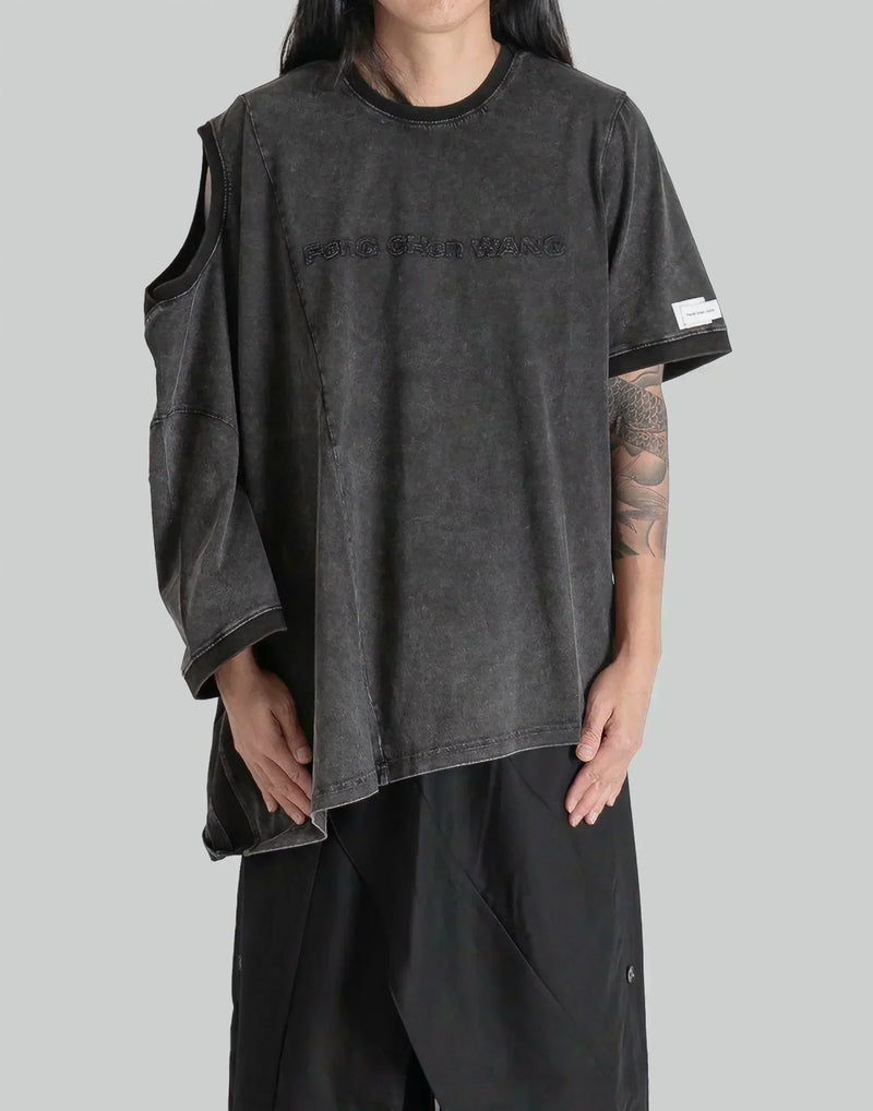 FENG CHEN WANG - DECONSTRUCTED DOUBLE COLLAR T-SHIRT - 082plus