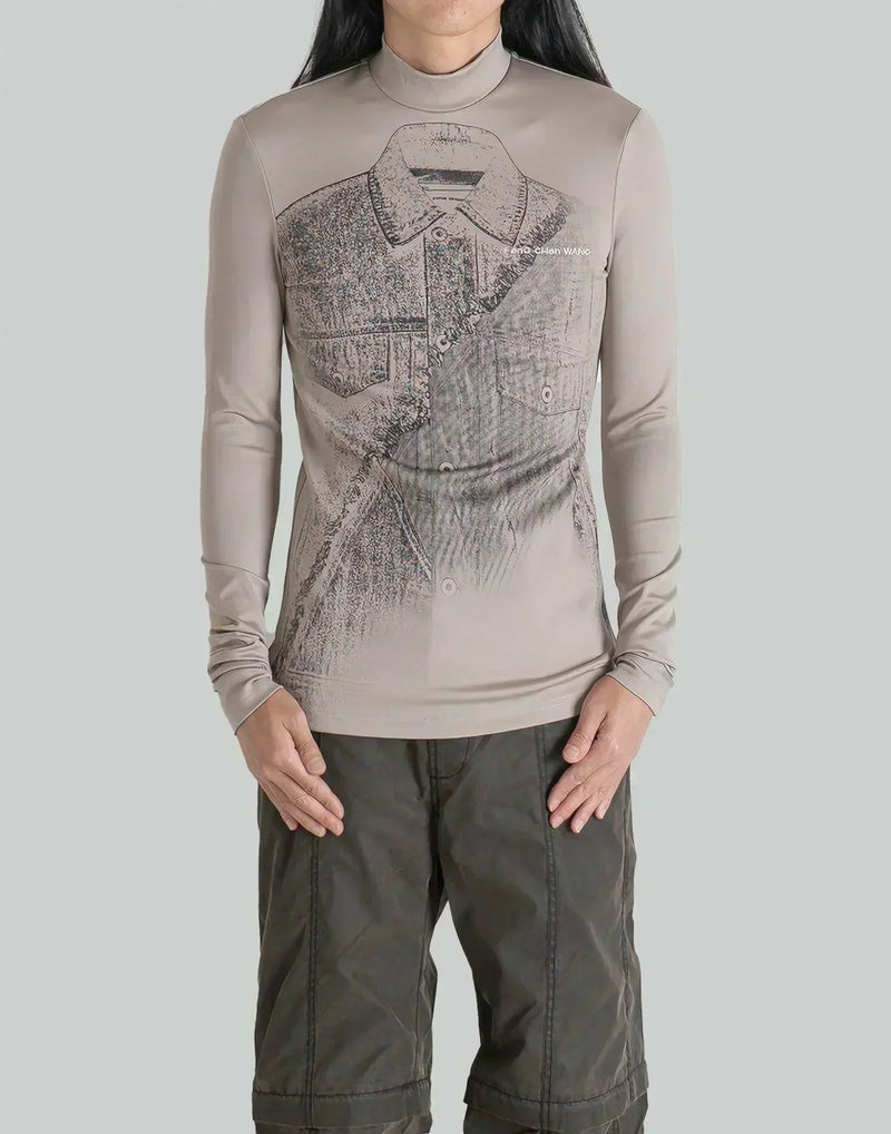 FENG CHEN WANG - DECONSTRUCTION PRINTED JERSEY TOP - 082plus