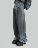 DOUBLE WAIST GRADIENT INDIGO DENIM TROUSERS