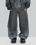 FENG CHEN WANG - DOUBLE WAIST GRADIENT INDIGO DENIM TROUSERS - 082plus