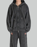 Deconstructed patch zip up hoodie