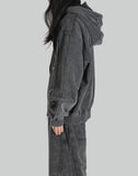 Deconstructed patch zip up hoodie - 082plus