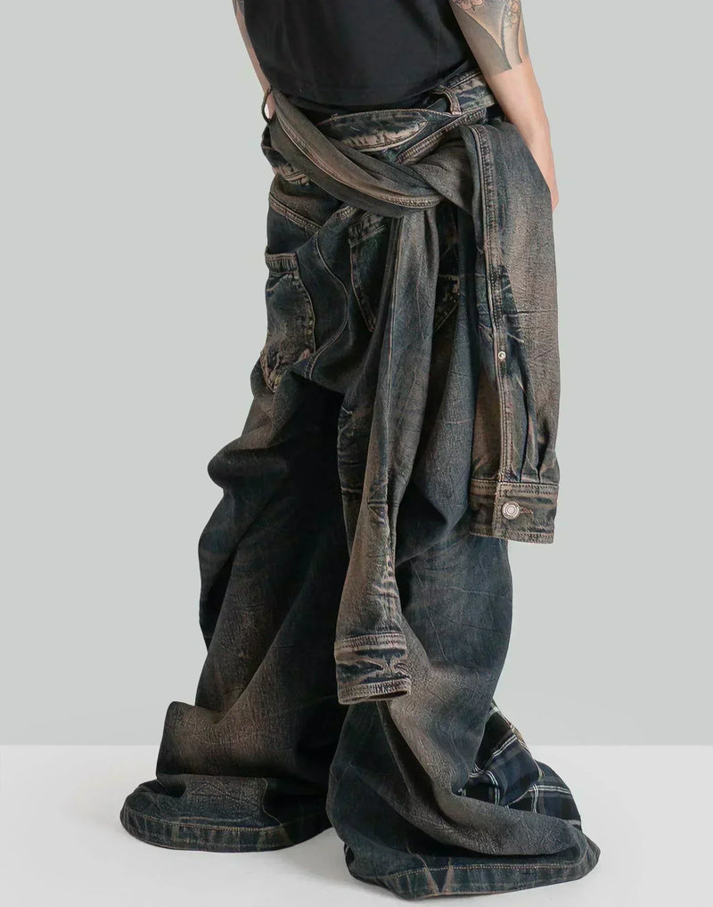 Juun.J - [Runway] Denim Sleeve Tie Check Pants - 082plus