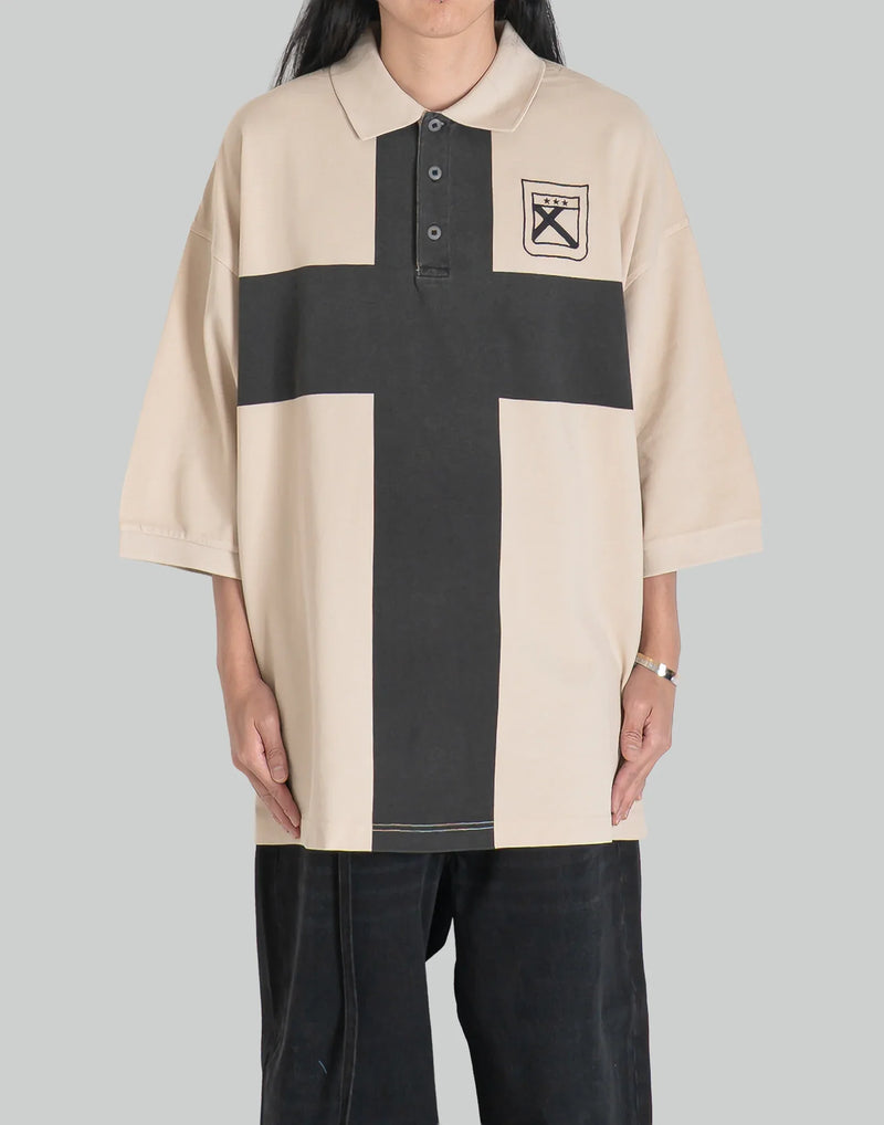 032C - 'FAINTING CROSS'' OVERSIZED POLO SHIRT - 082plus