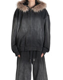 FENG CHEN WANG - FUR-TRIM ZIP-UP HOODIE - 082plus