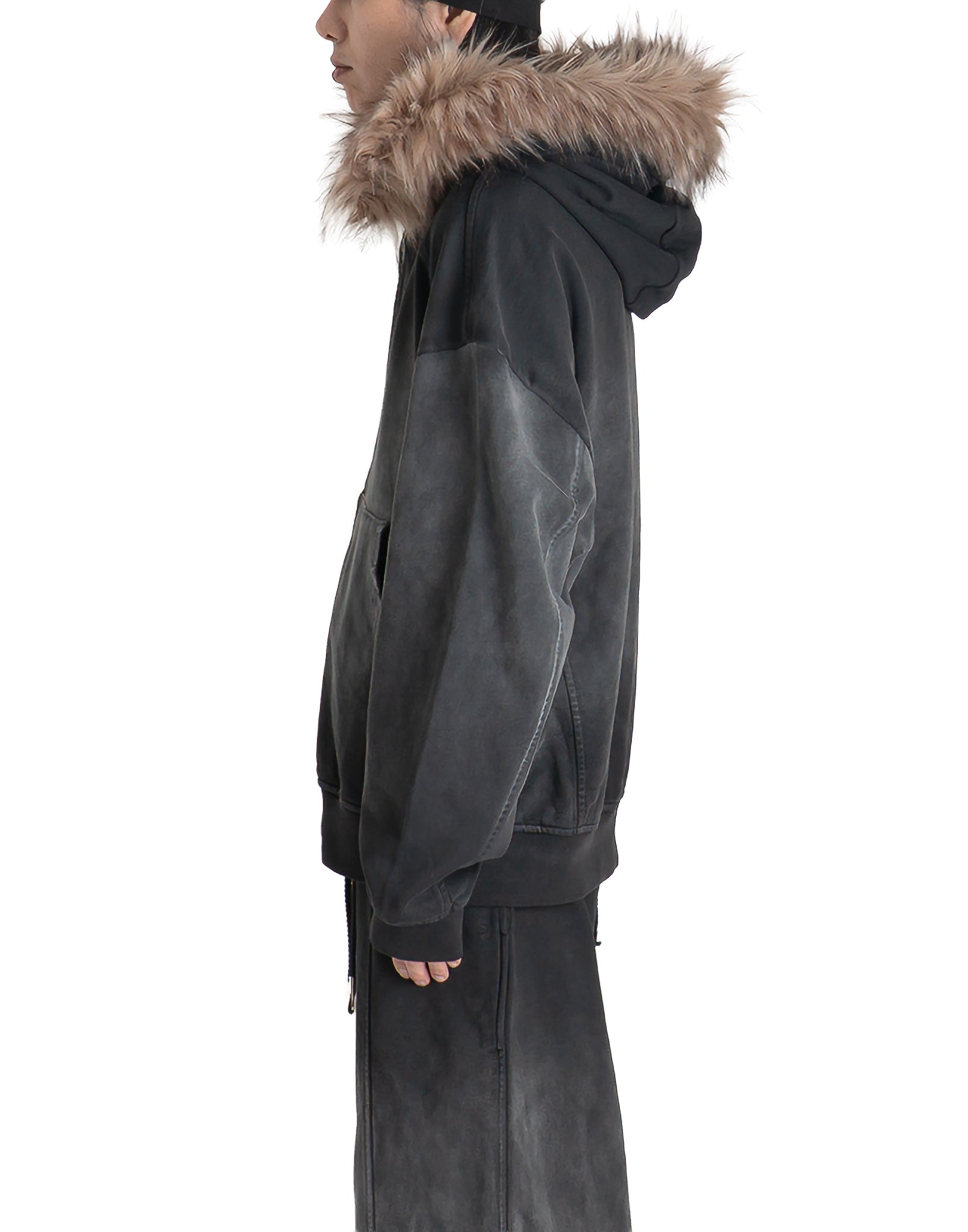 FENG CHEN WANG - FUR-TRIM ZIP-UP HOODIE - 082plus