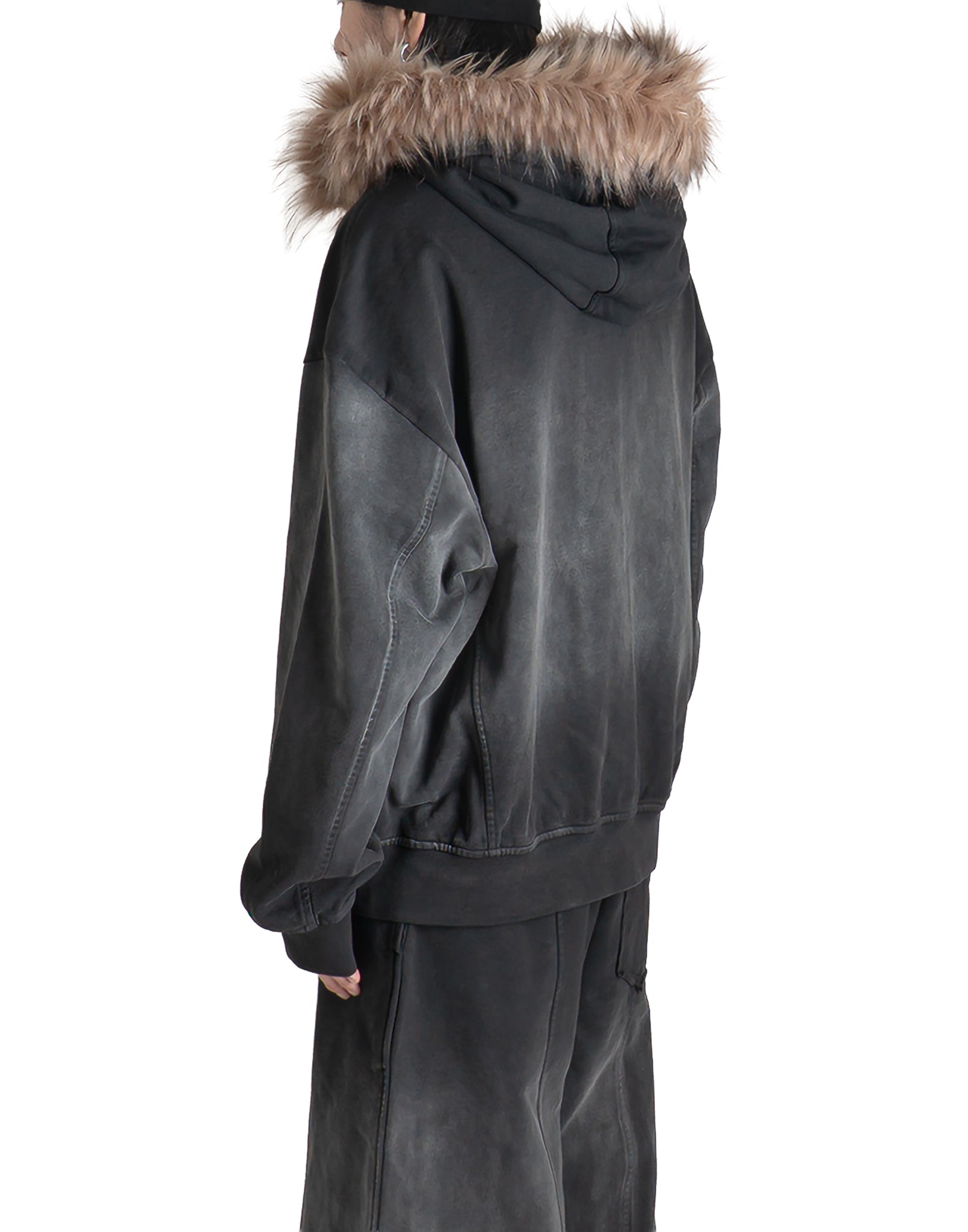 FENG CHEN WANG - FUR-TRIM ZIP-UP HOODIE - 082plus