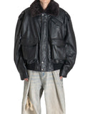 FENG CHEN WANG - OVERSIZED PU JACKET WITH FUR COLLAR - 082plus