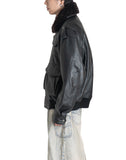 FENG CHEN WANG - OVERSIZED PU JACKET WITH FUR COLLAR - 082plus
