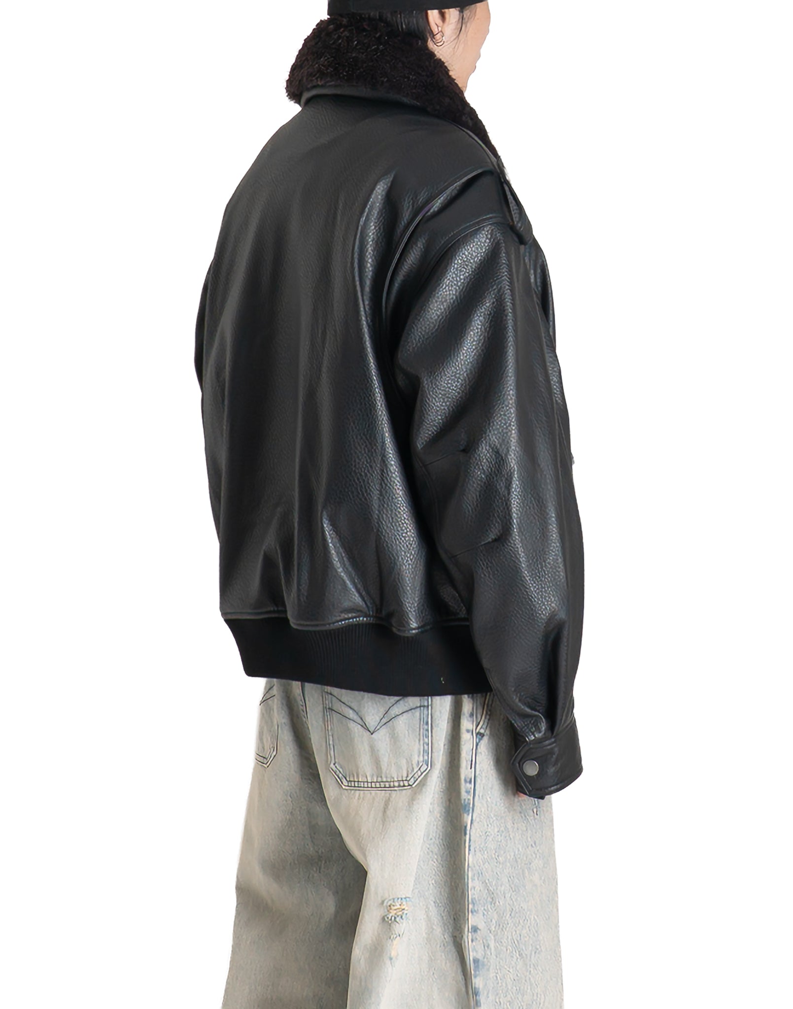FENG CHEN WANG - OVERSIZED PU JACKET WITH FUR COLLAR - 082plus