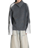 FENG CHEN WANG - DECONSTRUCTED SHIRT FABRIC SWEATER WITH PATCHWORK - 082plus