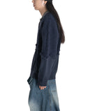 FENG CHEN WANG - CABLE-KNIT POLO SHIRT WITH RAW HEM AND PATCHWORK - 082plus