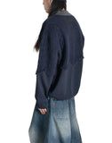 FENG CHEN WANG - CABLE-KNIT POLO SHIRT WITH RAW HEM AND PATCHWORK - 082plus