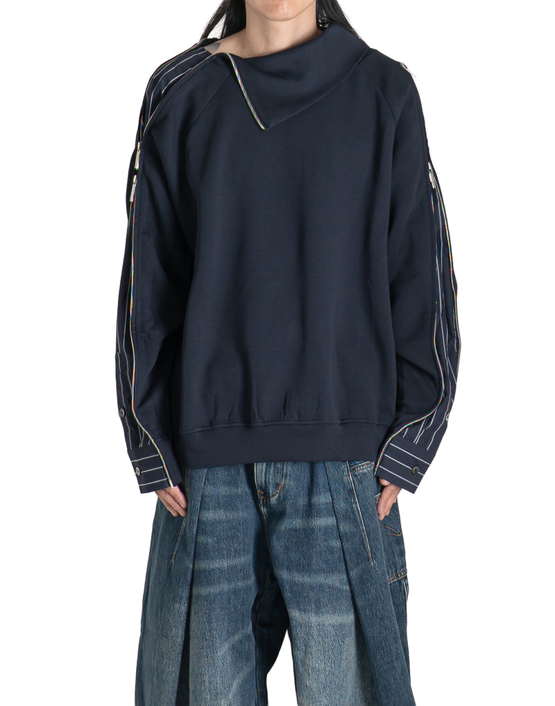 FENG CHEN WANG - 2-IN-1 STRIPED PATCHWORK SWEATSHIRT - 082plus