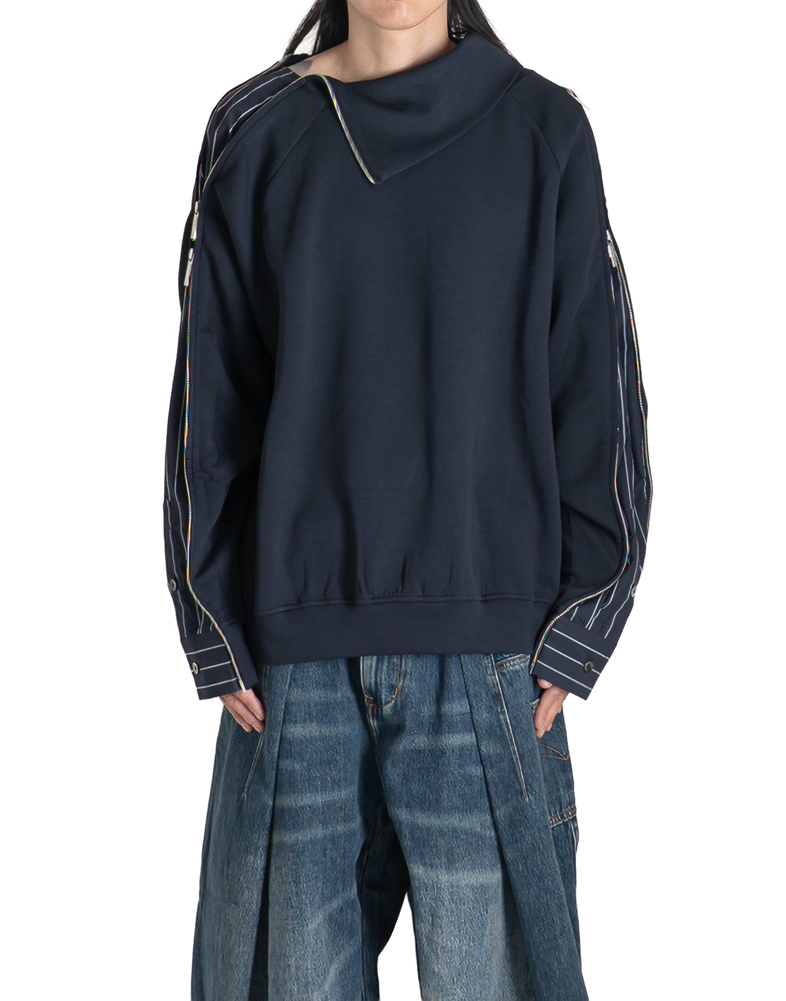FENG CHEN WANG - 2-IN-1 STRIPED PATCHWORK SWEATSHIRT - 082plus