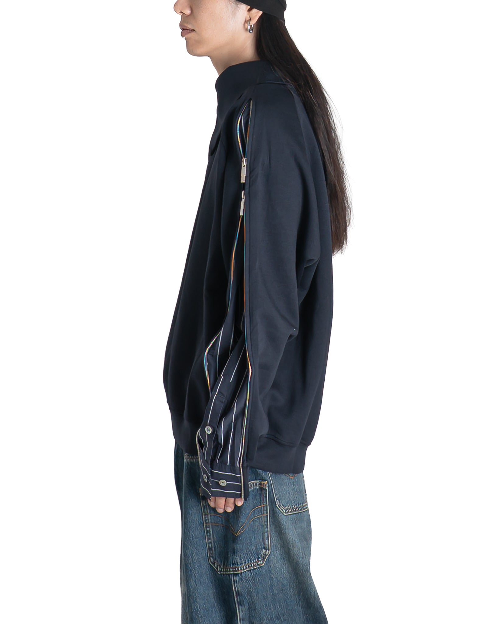 FENG CHEN WANG - 2-IN-1 STRIPED PATCHWORK SWEATSHIRT - 082plus