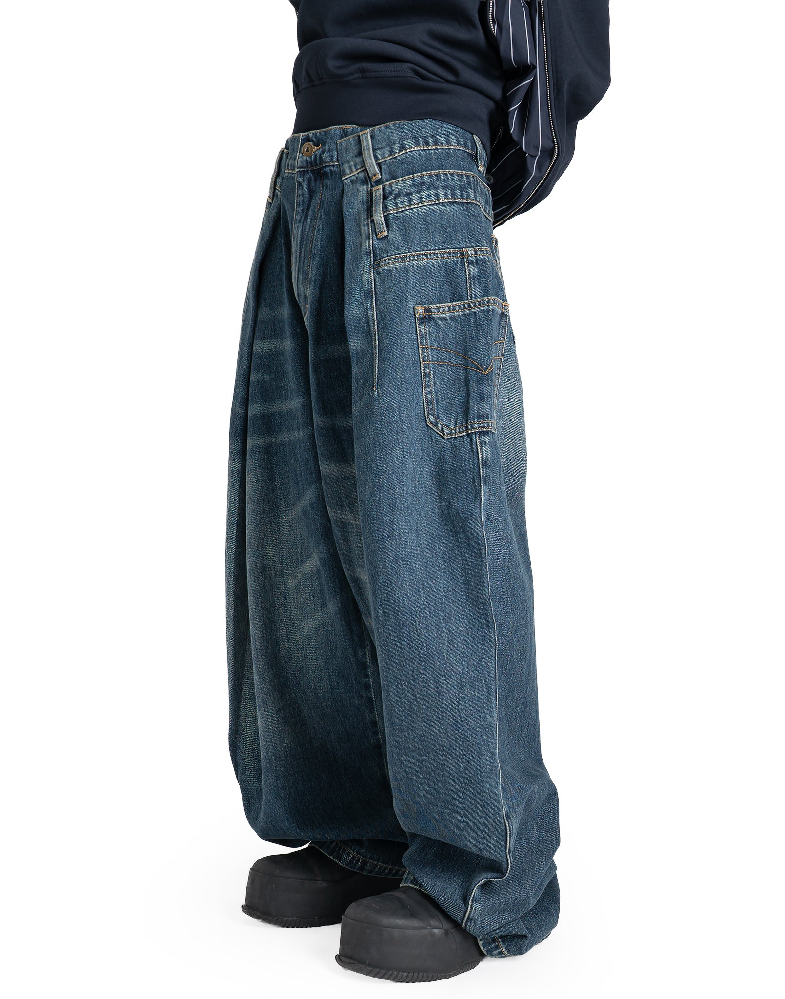 FENG CHEN WANG - DECONSTRUCTED DENIM PANTS - 082plus