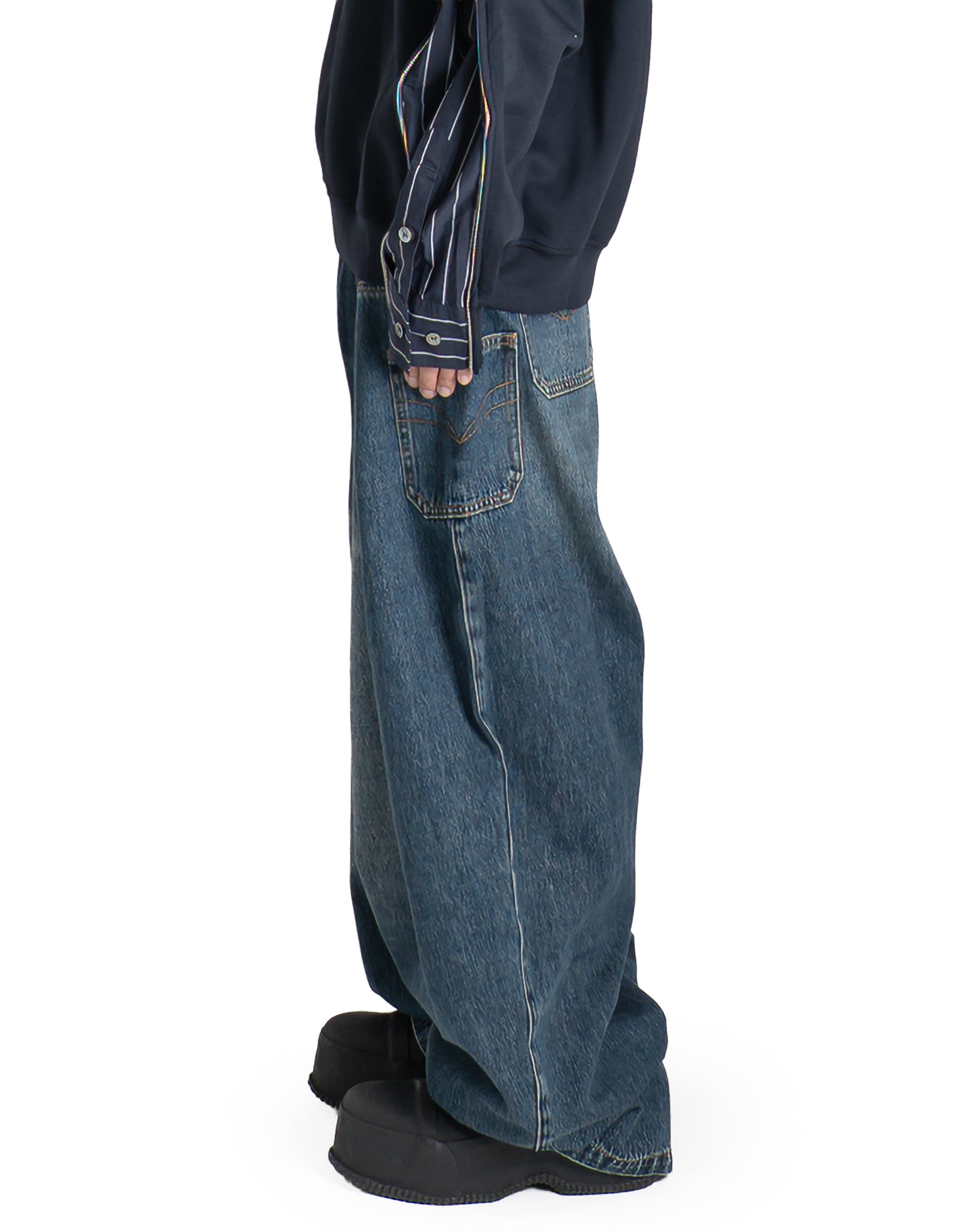 FENG CHEN WANG - DECONSTRUCTED DENIM PANTS - 082plus