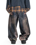 FENG CHEN WANG - ARTISTICALLY TIE-DYED COATED DENIM PANTS - 082plus