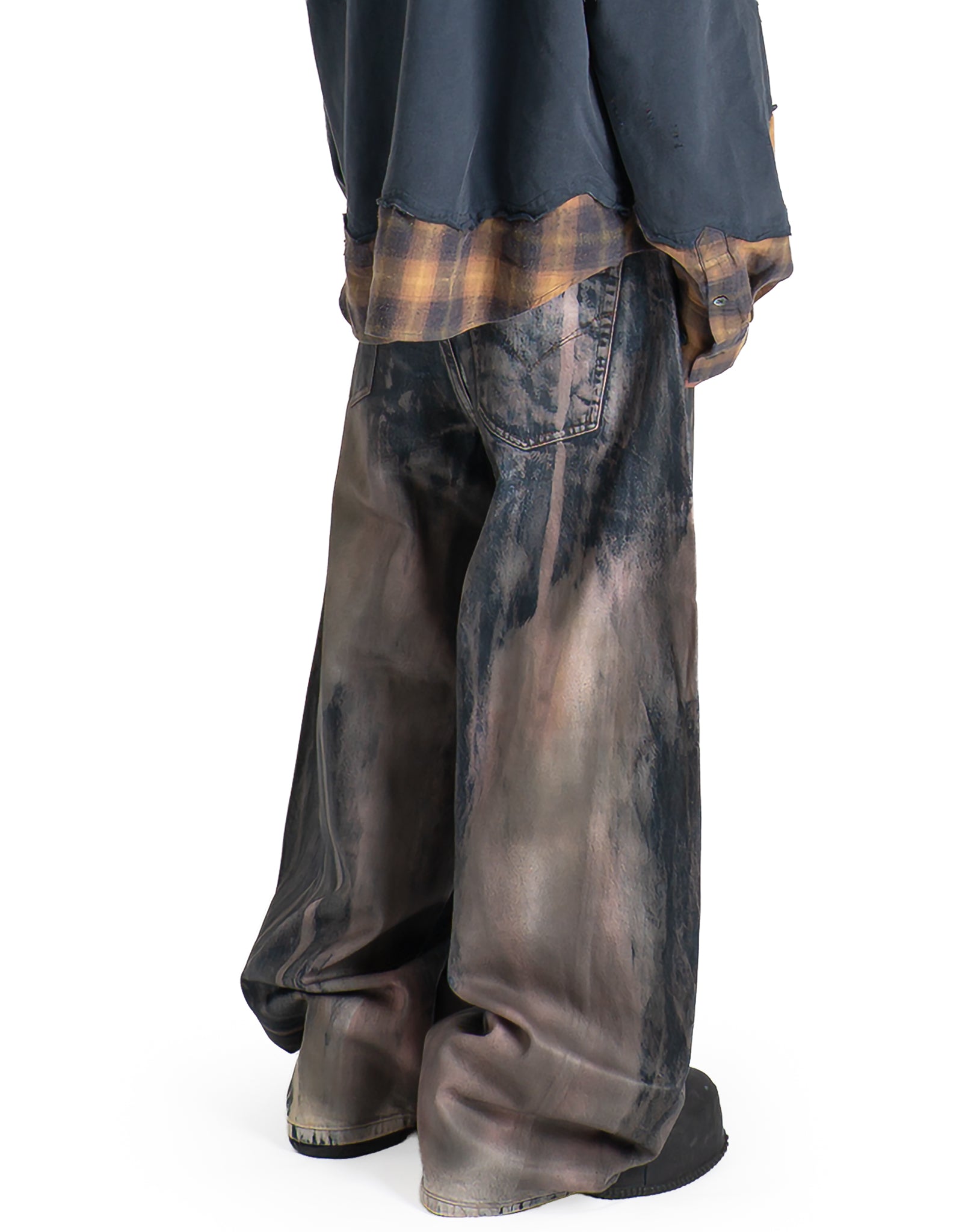 FENG CHEN WANG - ARTISTICALLY TIE-DYED COATED DENIM PANTS - 082plus