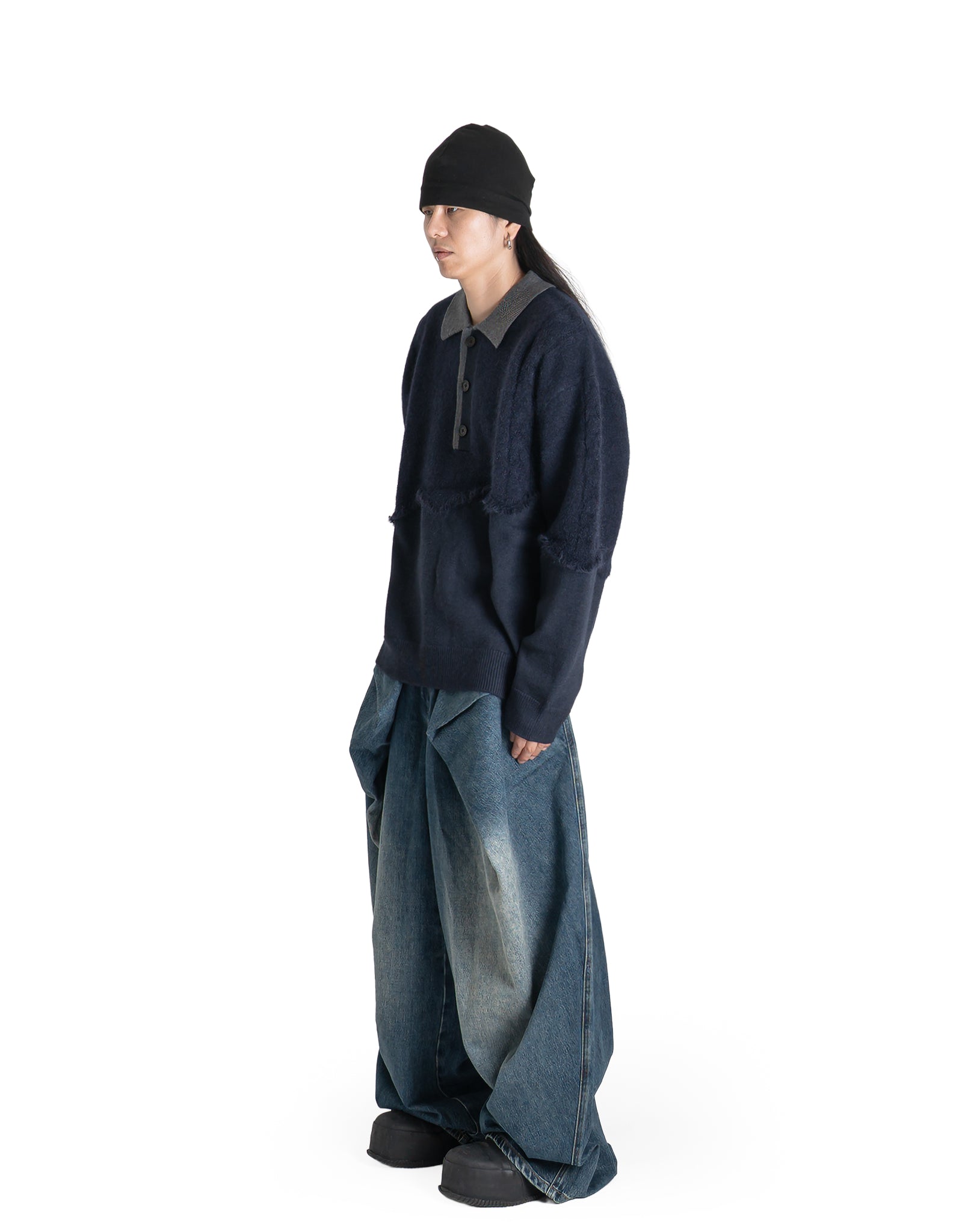 FENG CHEN WANG - PLEATED OVERSIZED JEANS - 082plus