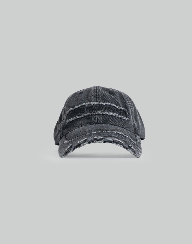 FENG CHEN WANG - BLACK WASHED DENIM BASEBALL CAP - 082plus