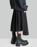 BLACK PLEATED MIDI SKIRT