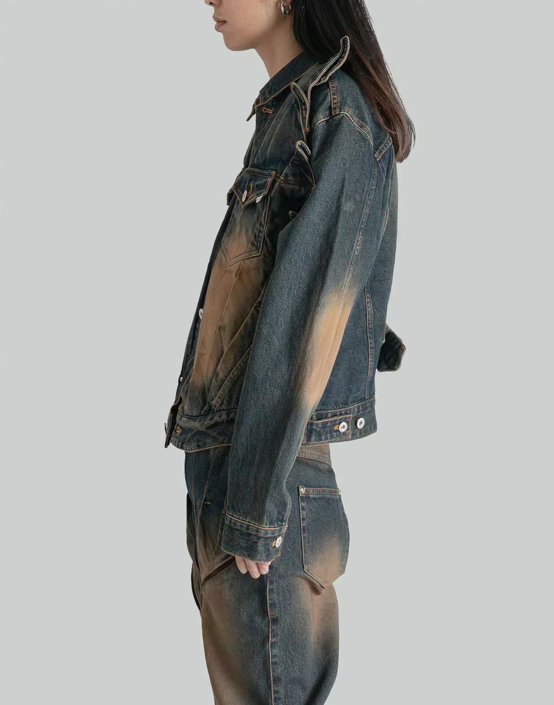 JUNTAE KIM - GATHERED DENIM JACKET - 082plus