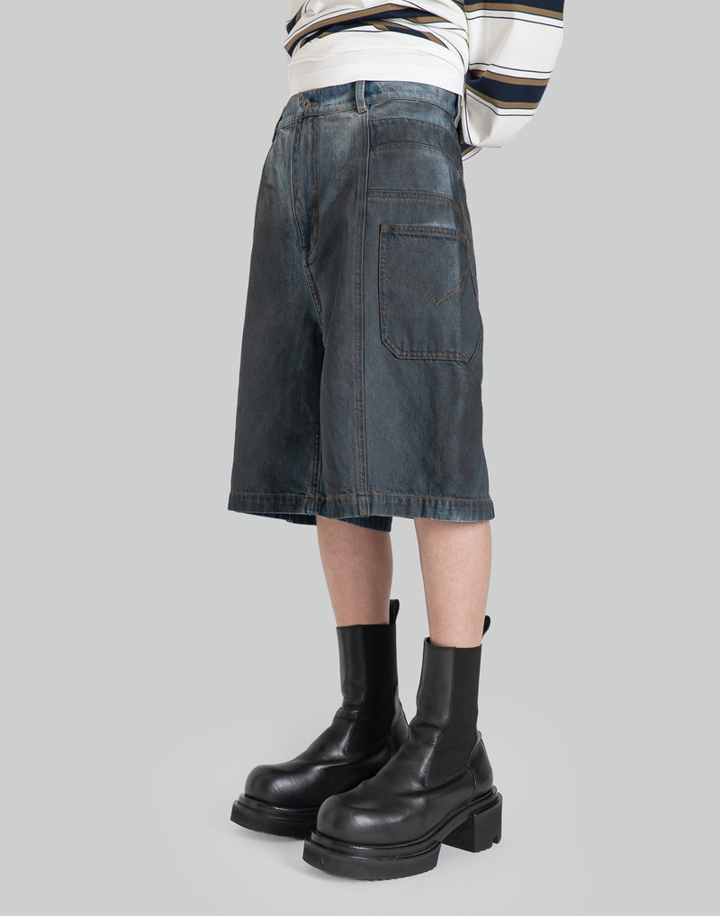 FENG CHEN WANG - GRADIENT INDIGO DENIM SHORTS - 082plus