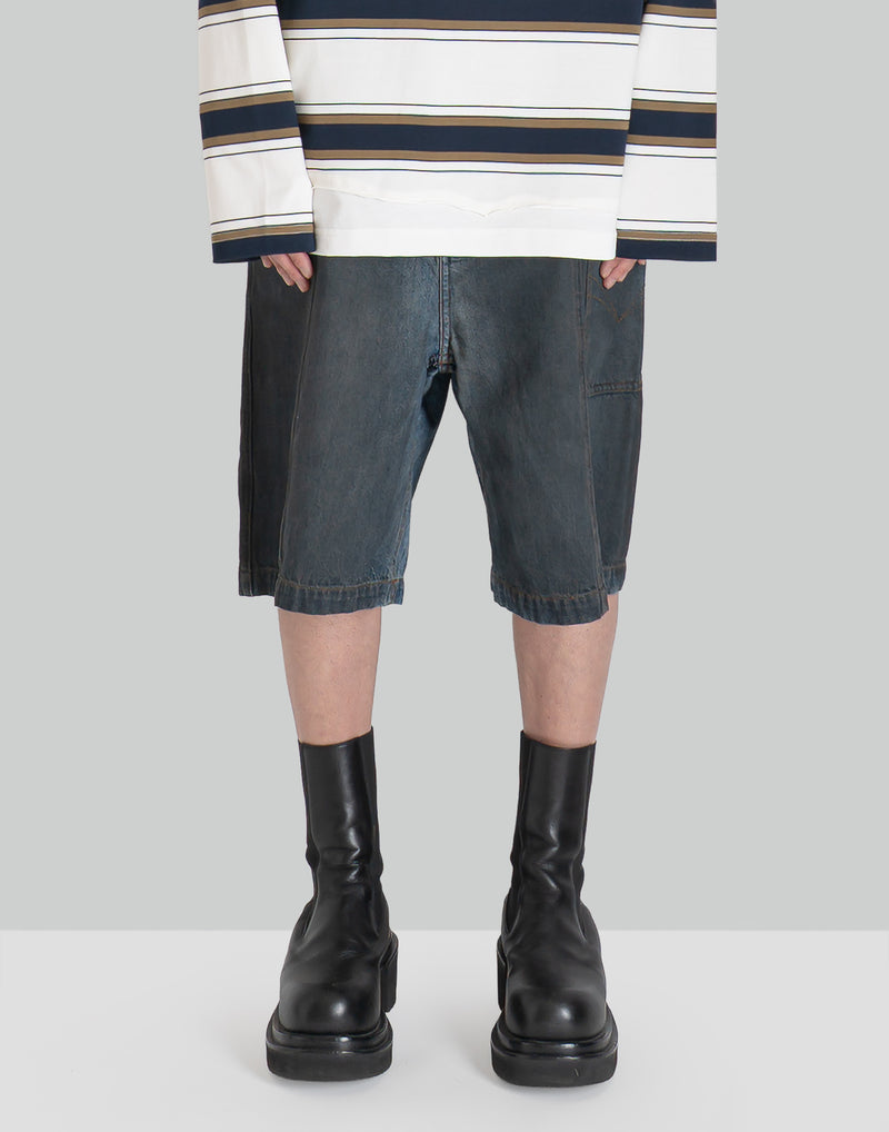 FENG CHEN WANG - GRADIENT INDIGO DENIM SHORTS - 082plus