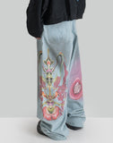 SANKUANZ GRAFFITI PRINT DENIM PANTS - 082plus