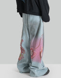 SANKUANZ GRAFFITI PRINT DENIM PANTS - 082plus