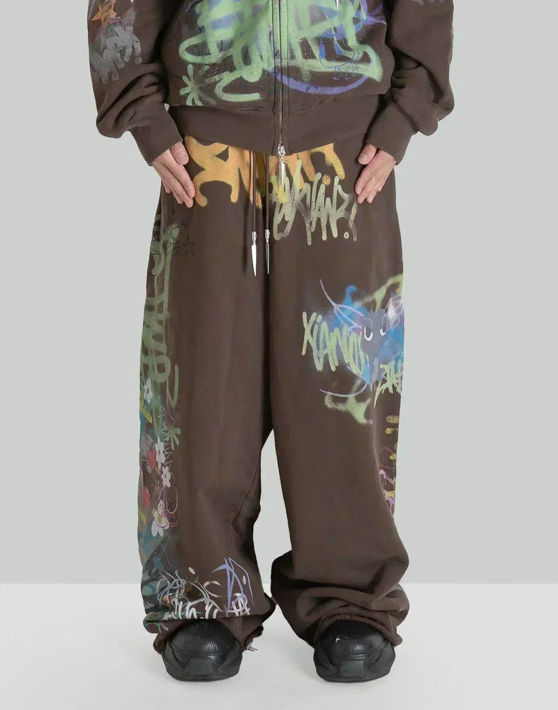 SANKUANZ - GRAFFITI PRINT SWEATPANTS - 082plus