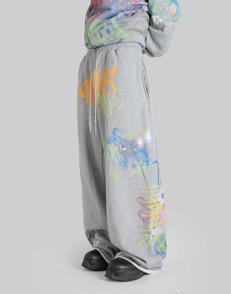 SANKUANZ - GRAFFITI PRINT SWEATPANTS - 082plus