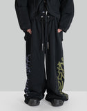 SANKUANZ GRAFFITI PRINT WAISTBAND BAGGY SWEATPANTS - 082plus