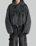 GRAY WASHED FOLDING OVERSIZED PADDED JACKET