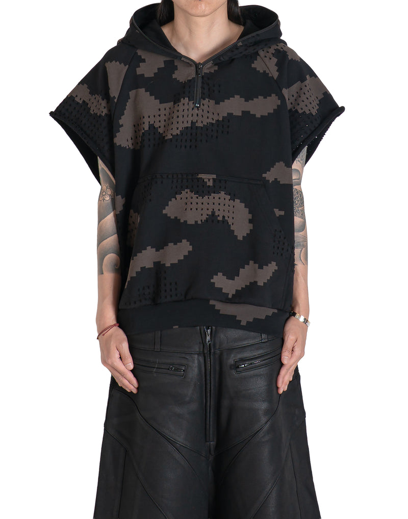 DINGYUN ZHANG - GRID CAMO TN1 SLEEVELESS HOODIE - 082plus